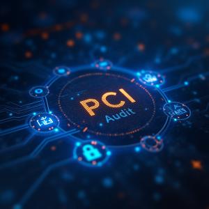 Futuristic  Blue and Orange Glowing: PCI Audit