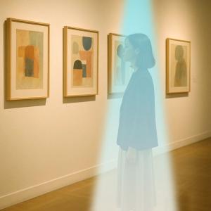 Directional sound technology used in a museum exhibit, allowing visitors to hear audio narration without disturbing others nearby.