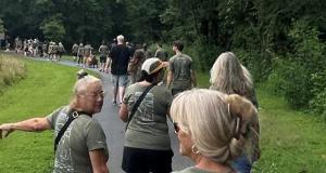 A stream of walkers from Brevard, NC, enjoy 2024's Sophia's Stroll to raise money for the Sophia Ruggieri Memorial Foundation to help youth and children who have Type 1 Diabetes.