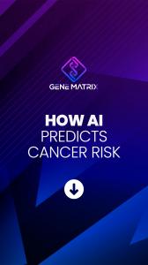 "Medical professional viewing a digital genetic report on a tablet powered by GeneMatrixAI in a modern lab."