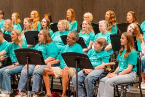 aphasia camp participants sing during a concert