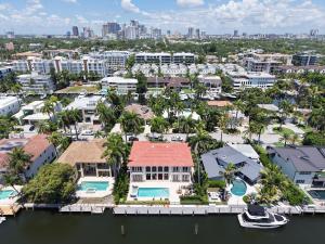 Aerial view of 56 Fiesta Way showcasing its prime location near Las Olas Boulevard and downtown Fort Lauderdale.