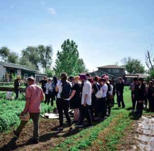 Students at the farm