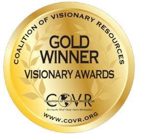 A gold medallion with COVR logo