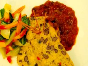 Cuban Black Bean Polenta Loaf using a firm polenta as the carrier