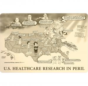 “U.S. Healthcare Research in Peril” illustrates the continued defunding of the nation’s largest public funder of healthcare research.
