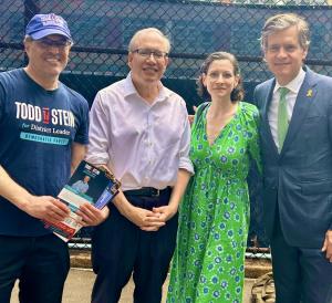 Stein with Stringer, wife Elyse, and Hoylman-Sigal Campaigning on the UES