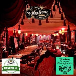 This image shows the antique Victorian theatre that houses The Magical Mystery Show! at the Hilton Waikiki Beach Resort and Spa