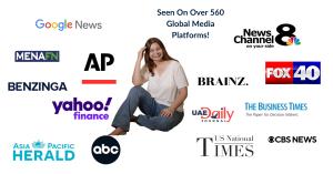Hina Siddiqui featured in over 560 international media outlets, including CBS, NBC, FOX, and AP News.