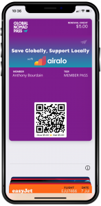 Global Nomad Pass co-branded with Airalo logo
