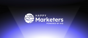 Image shows the Happy Marketers logo with "powered by AIQ" under it