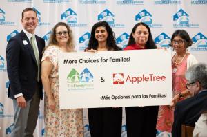 From left: Thomas Selishev, Haley Wiggins (TFP), Saubia Fatemi, Monica Rivera (AppleTree InstituteA new partnership between AppleTree Institute and The Family Place PCS—announced at graduation to honor growing families and brighter futures.