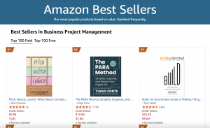 Screenshot of "Pitch, Sketch, Launch" as the #1 Amazon Best Seller for Business Project Management