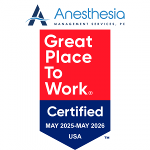 Logo of Anesthesia Management Services PC with Great Place to Work badge for 2025