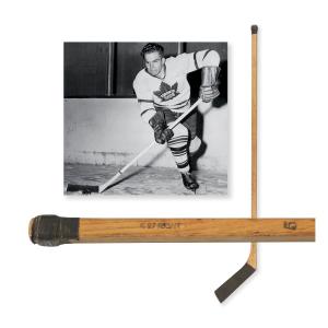 Game-used, team-signed Bill Barilko hockey stick from the Toronto Maple Leafs’ 1950-51 Stanley Cup championship season, stamped with Barilko’s jersey number 5. (CA$70,800)