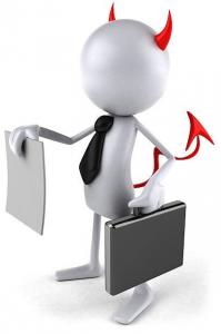 A cartoon of a business man with a briefcase