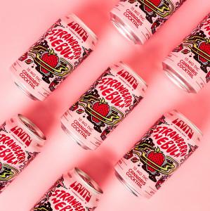 Photo of Strawberry Nebula can, a drink produced by beverage manufacturer Levity Cannabis Spirit.