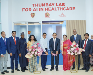 "Inauguration of the Thumbay Lab for AI in Healthcare at Gulf Medical University, a major step toward advancing AI-driven education and innovation in the medical field."