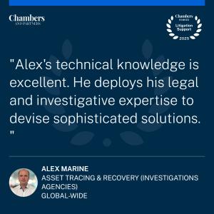Chambers and Partners 2025 Testimonial on Deminor Litigation Funding Head of Enforcement Alex Marine