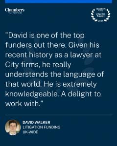 Chambers and Partners 2025 Testimonial on Deminor Litigation Funding General Counsel UK, David Walker