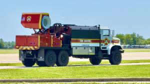Team Wildfire's Hurricane on the tarmac at Scott Air Force Base: Thirty tons of jet engine powered firefighting firepower.