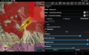 Screenshot of ARES tactical planning tool displays recommended courses of action during testing and development (Courtesy photo).