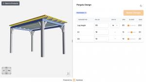 Spokbee 2.0 user interface inside Onshape showing product configuration tools and web deployment features.