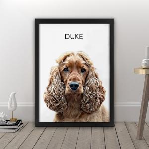 Digital illustration of a dog created by DrawLux, highlighting the company’s custom pet portrait style.
