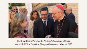 Cardinal-Pietro-Parolin-the-Vatican’s-Secretary-of-State-and-ALLATRA-President-Maryna-Ovtsynova