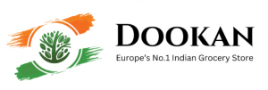 Logo of Dookan with an orange and green brushstroke circle around a tree icon, alongside the text ‘Dookan Europe’s No.1 Indian Grocery Store’