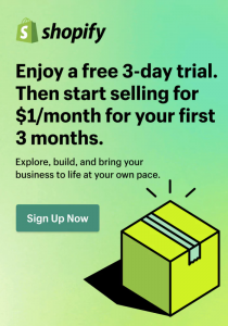 Shopify 3 month trial for $1/month
