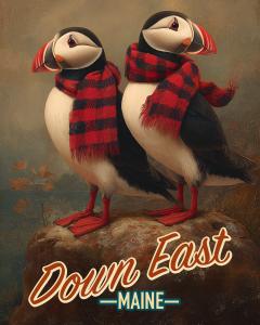 Maine Puffins Name Drop Wholesale Art Print