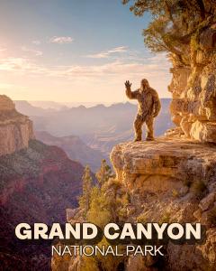 Grand Canyon Bigfoot Waving Name Drop Wholesale Art Print