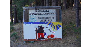 Sign that reads "too dry for fire"