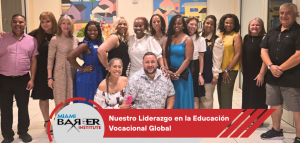 Luis Castillo, presidente de Miami Barber Institute, junto a la delegación internacional del COE durante la visita de acreditación en BTVI, Bahamas (junio 2025).
