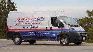Photo of Mobility City Van used by Trained Technicians who come to you in a van equipped as a workshop on wheels