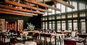 View of dining space inside of BLACKBARN Hudson Valley restaurant.