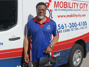 Photo of Mobility City Houston repair technicians go to you in a van equipped as a 'workshop on wheels'