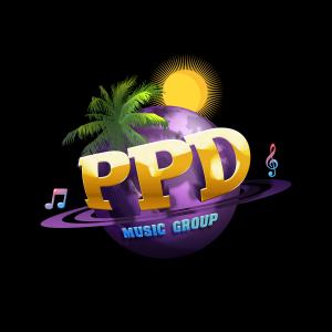 Picture with purple solar image, the sun and a palm tree and the word PPD