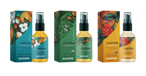 Badger hair oils pictured left to right Argan, Jojoba, Castor