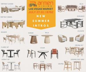 Las Vegas Market, will also mark Armen Living’s biggest outdoor launches in the company's history. New outdoor collections on display will feature Armen Living’s original outdoor designs for dining, bar, living and more.