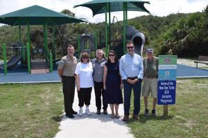 The Florida State Parks Foundation joined the Delores Barr Weaver Legacy Funds, The St. Augustine Amphitheatre and the Friends of Anastasia State Park to unveil a new, accessible playground at Anastasia State Park in St. Augustine, Florida.