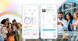 Residents engaging with the Be Belong app alongside a dashboard view of property income analytics and tenant management tools, symbolizing community connection and operational efficiency.