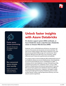 First page of a report with the title: Unlock faster insights with Azure Databricks
