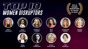 This image shows the MSN Microsoft Top 10 Women Disruptors to watch in 2025. Includes: Jenny Chandler, Aisha Chottani, Andrea D. Carter, Jess Mah, Angelique Letizia, Andrea Owens, Olga Lykova, Mara Opperman, Sally Duplantier, and Yuri Hirayama