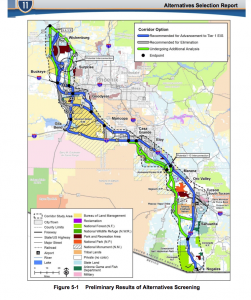 Map of Arizona US Highway I-11 through Tonopah Arizona Linking Mexico and Canada