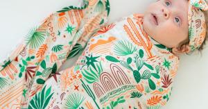 bamboo desert baby pajama and swaddle bundle set