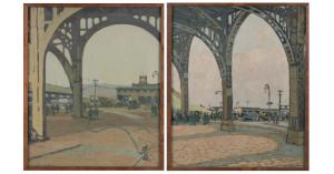 Sidney M Wiggins Diptych Oil Paintings