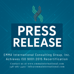 EMMA International Press Release – ISO 9001:2015 Recertification Announcement Graphic
