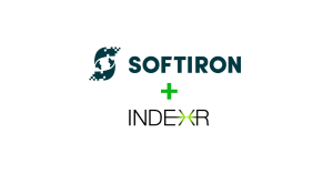 SoftIron logo plus sign IndeXr.ai logo
